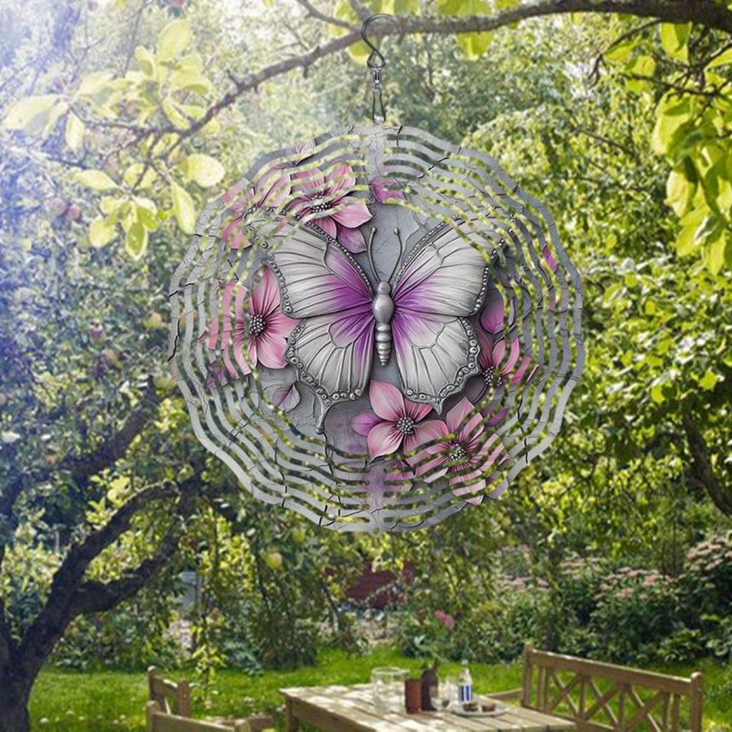 Vlinder Windgong Metaal Tuindecoratie Maanlicht Vliegende Bloemen Buiten Binnen Binnenplaats Cadeau Geen Batterijen Nodig