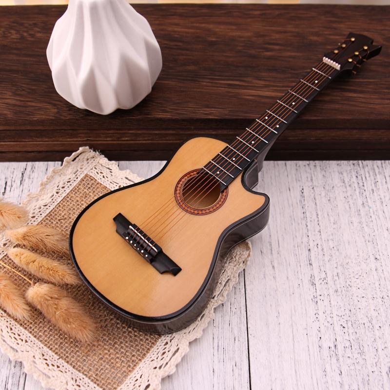 Miniature Guitar with Stand & Storage for Case Replica Ornament Bass Guitar Replica Mini Model Dollhouse Decoration Kid