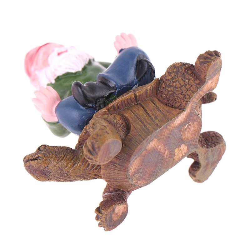 Gartenzwerg Figur Lustiger Zwerg Sitzt Auf Schildkröte Statue Zwerg Ornament