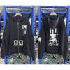 Vintage West Coast Hooded Zip-Up Sweatshirt With Sanskrit Script Print Relaxed Fit Cotton Pullover Men