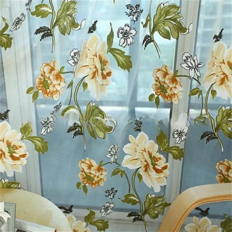 Peony Jacquard Tulle Sheer Curtains - Elegant Voile Yarn Window Treatments For Kitchen, Bedroom And Living Room 