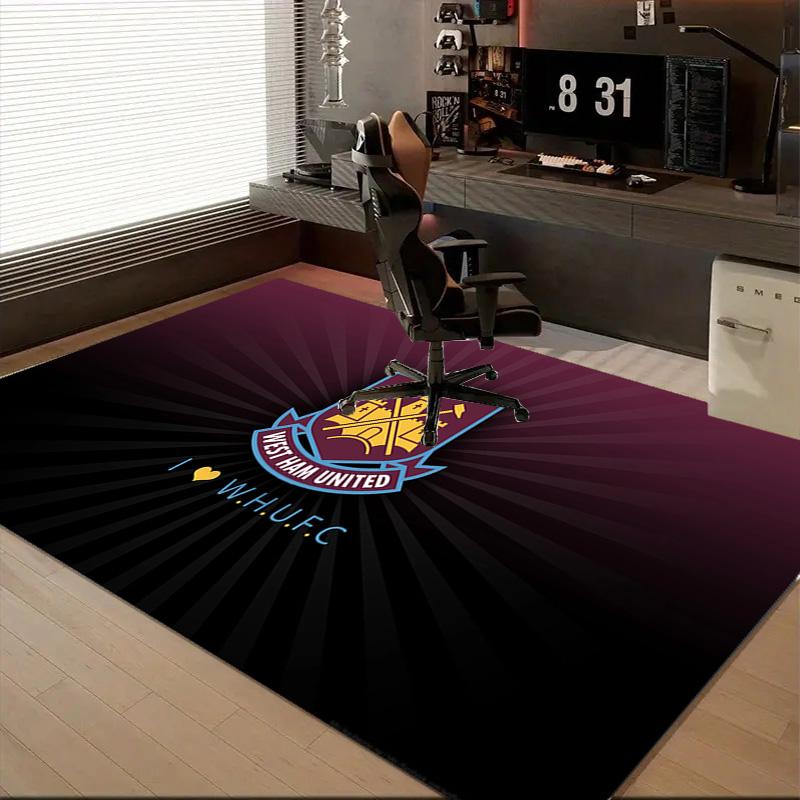 1 Stück West Ham United Teppich Spielteppich, Fußmatte für Schlafzimmer Wohnzimmer Eingangsbereich Teppich, Heimdeko Idee Geschenk für Weihnachten Geburtstag