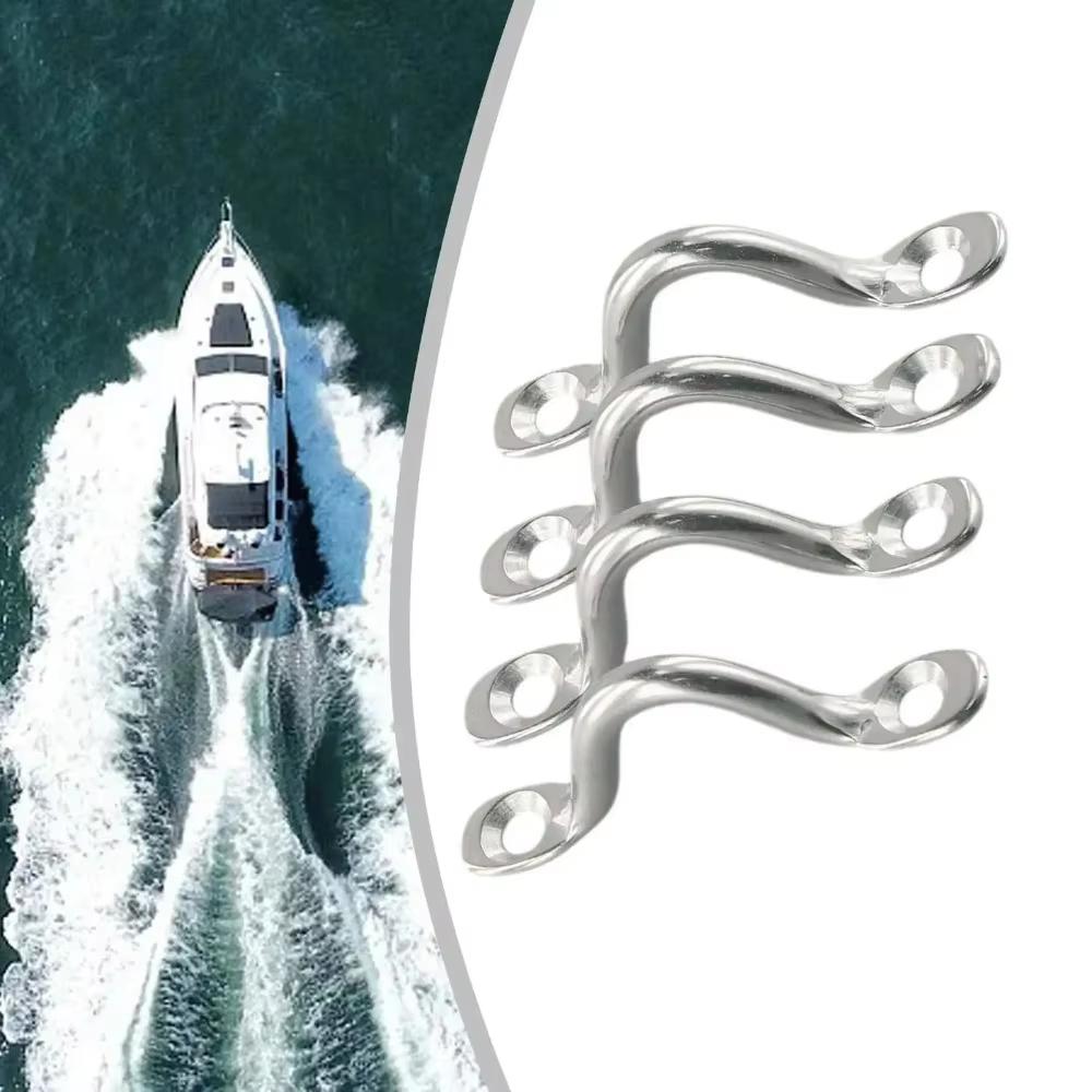 

4PCS Stainless Steel S Eye Straps with 5mm Tie-Down Hooks Marine Grade Hardware for Car Boat Canopy Engine Mounting