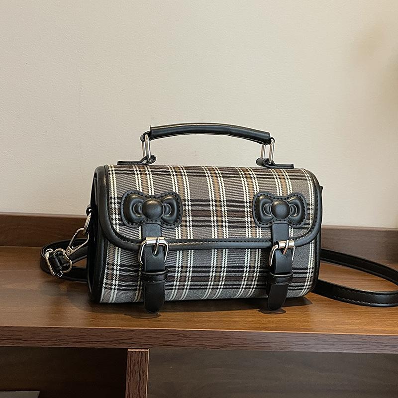 

Нишевая клетчатая сумка женская новая повседневная универсальная сумка-мессенджер модная сумочка маленькая квадратная сумка чёрный