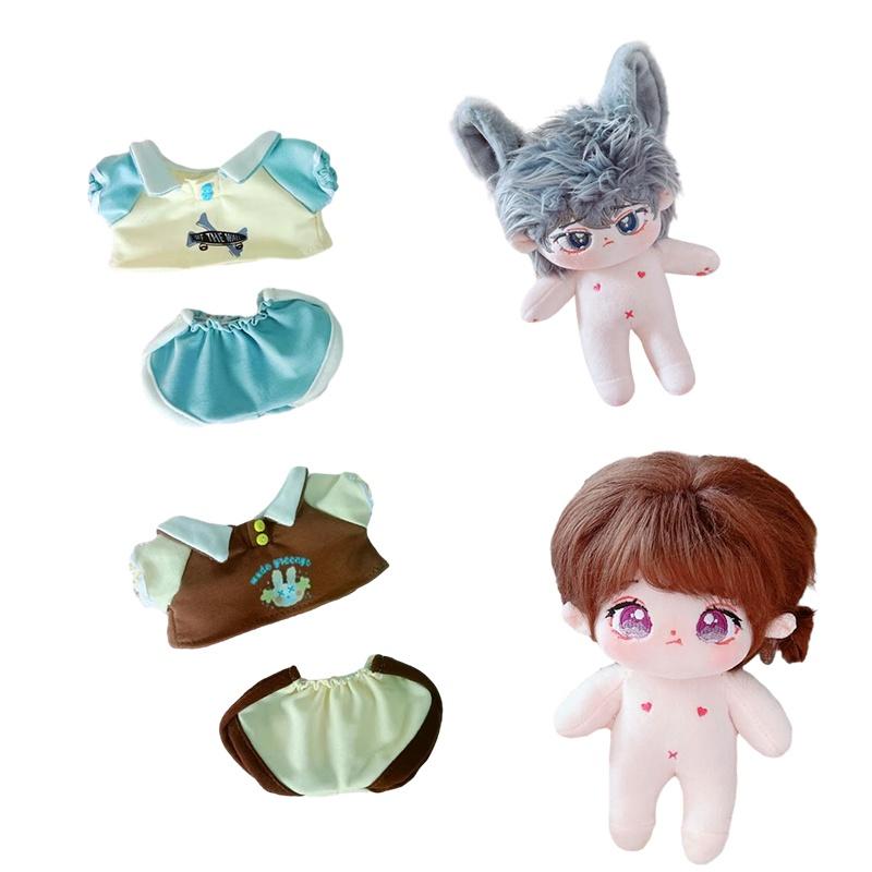 20cm Cotton Doll Plush Toy With Two Sets Of Clothes Keep Warm Shortcut Sweatshirt And Pants