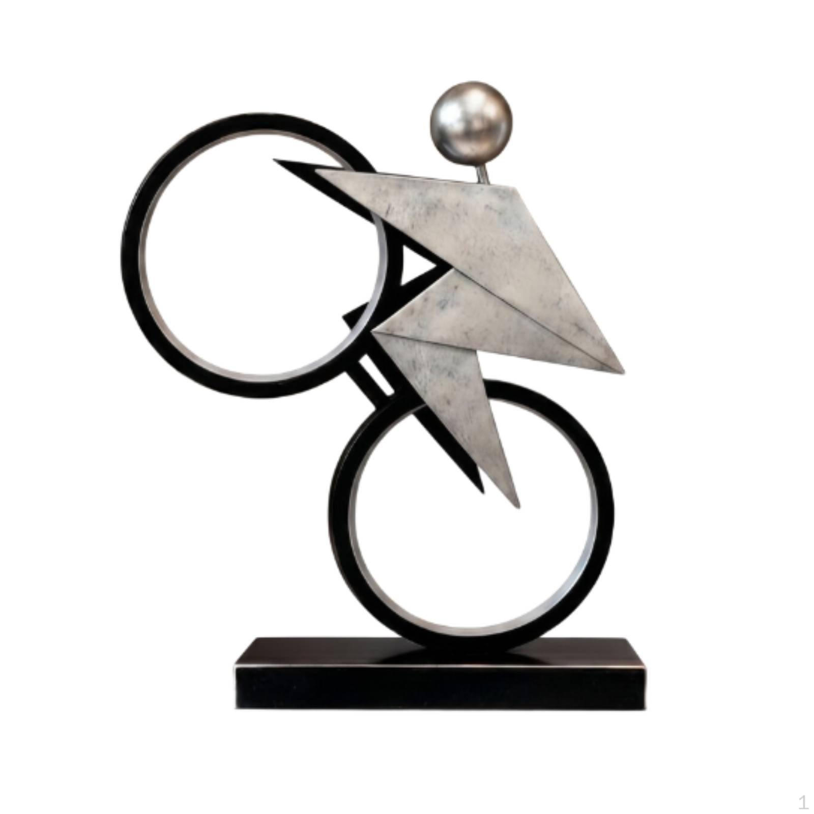 Abstract TwoWheeler Statue Minimalist Cyclist Sculpture Modern Art for