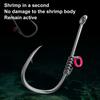 Befestigungshaken für lebende Garnelen, robuster Angelhaken aus Karbonstahl mit Widerhaken und Loch, Angelhaken für Süßwasser und Salzwasser, Wels, Barsch, Angelzubehör