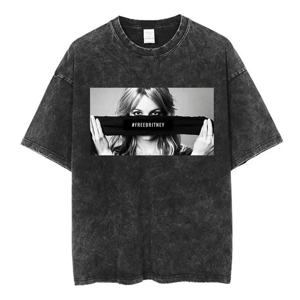 Britney Spears 2001 Tour Vintage Wash Double-Sided T-Shirt, Unisex Pop Princess Fan Streetwear Tee, 100% Cotton Casual Short Sleeve Top