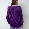 Plus Size Women's Pleated Long Sleeve V Neck Casual Loose Commuter Top