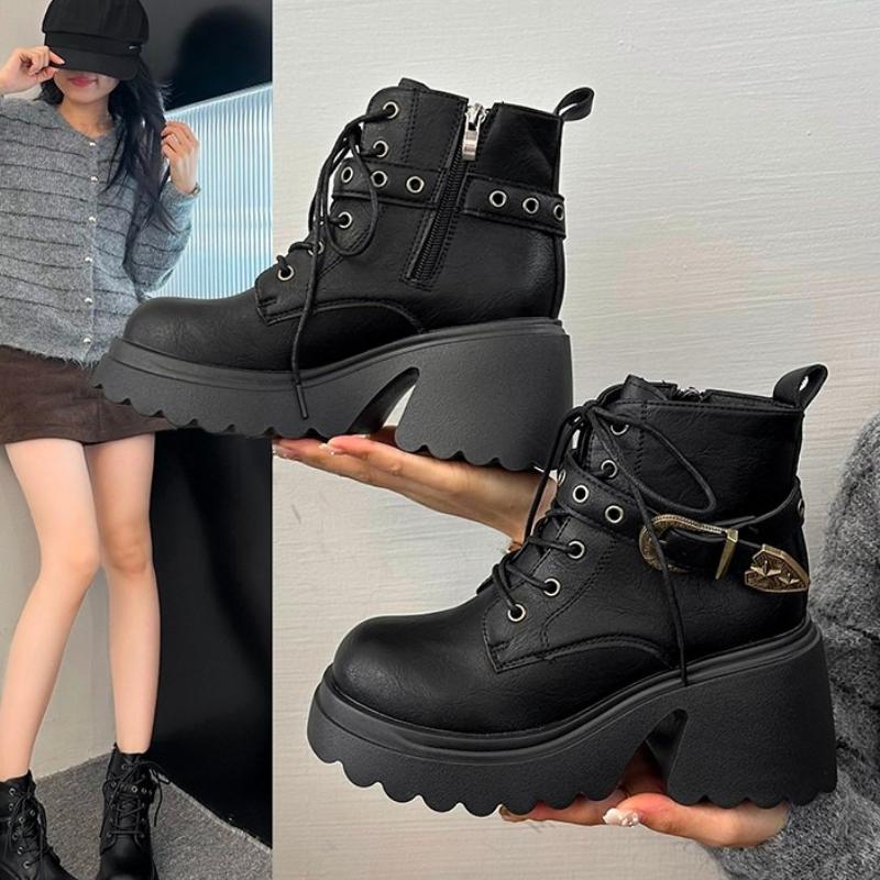 Fashion High Heels Ankle Boots Women Platform Heeled Shoes Elegant New Winter 2025 Fashion Boots Sexy Chunky Chelsea Brand Pumps Botas