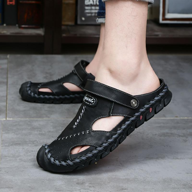 Sommer Herren Sandalen Klassische Echtleder Sandalen Mode Outdoor Wanderschuhe Leichte Atmungsaktive Rutschfeste Sneaker 38-48