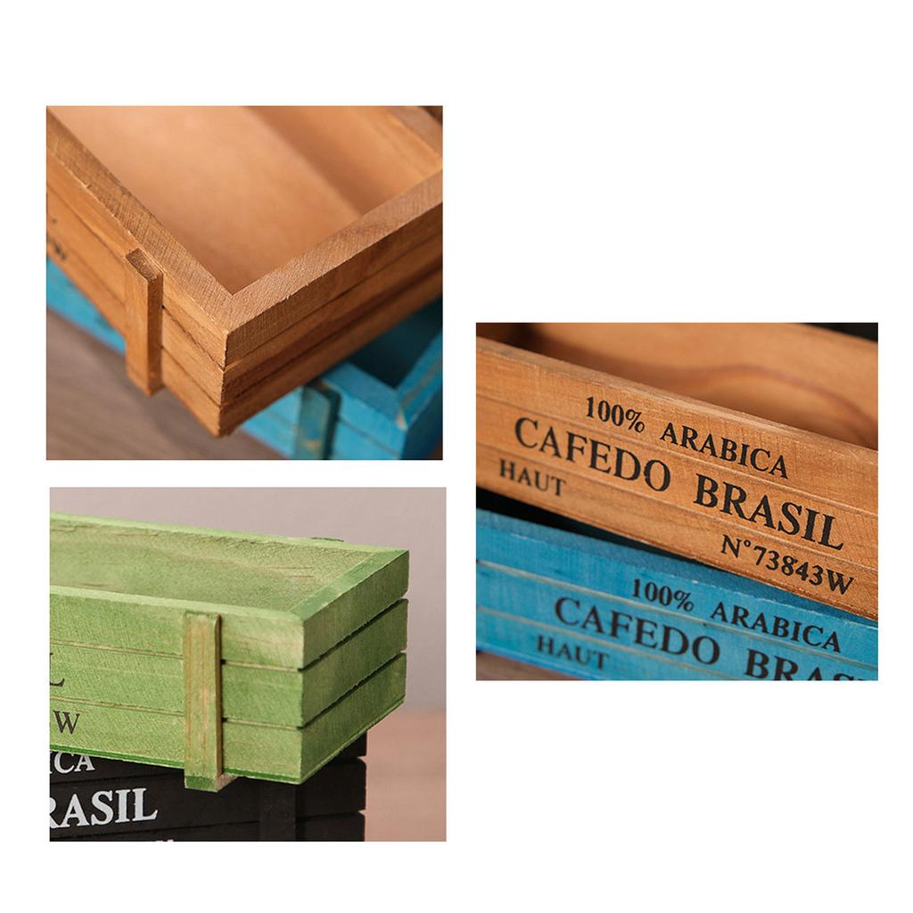 Retro Wooden Succulents Flower Pots, Balcony Potted Plant Rectangular Boxes Wood Succulents Succulents Arrangements