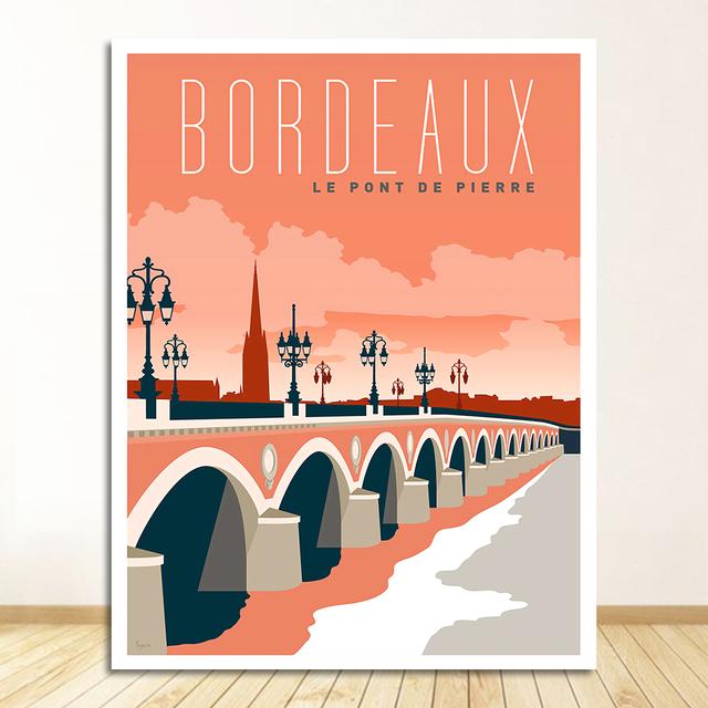 Map Canvas Paintings Vintage Wall Kraft Poster Coated Art Prints Posters Home Decor Gift Bordeaux France Wine Country Travel