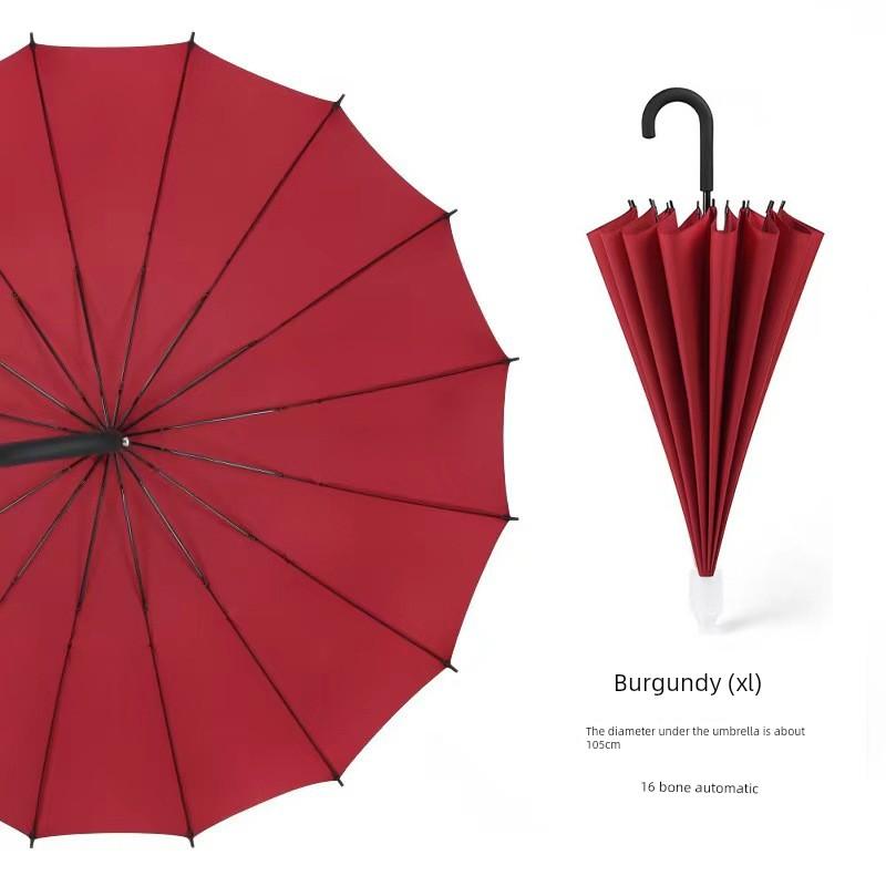 24-Rib Waterproof Umbrella, Double-Sized Reinforced Long-Handle Umbrella for Men, Wind-Resistant, Extra-Large Three-Person Straight Umbrella