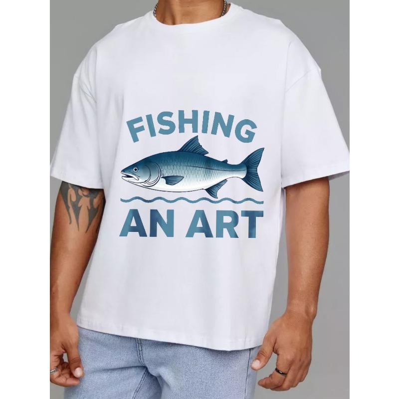 Angel T-Shirt Weiß Fisch und Text Angeln Eine Kunst Design für Outdoor-Aktivitäten und Angelbegeisterte