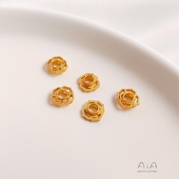 Color-Preserving Matte Gold Jade Crystal Pearl Rondelle Bee Bead Stopper for DIY Flower Inlay.