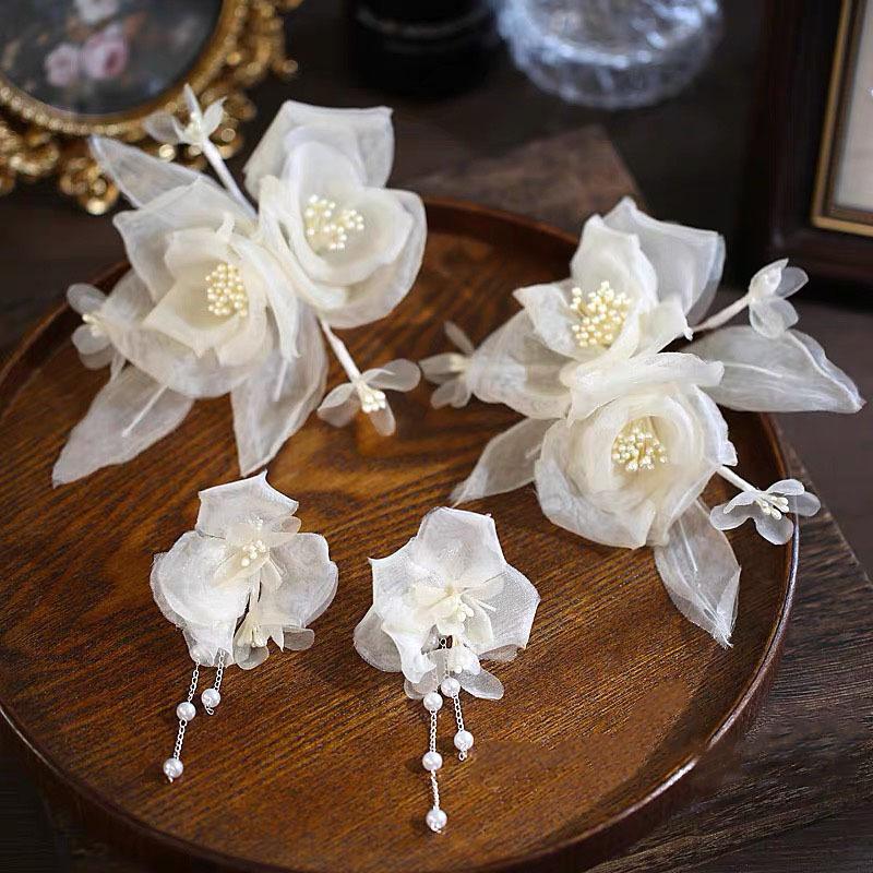 Flower Hair Clips Forks Chinese Hanfu Hair Accessories for Women Hairpin Fork Handmade Vintage Wedding Hair Jewelry Retro Crowns for Girl and Women