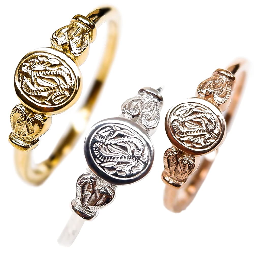 

July Hawaiian Jewelry Ring, Scroll Wave Design, for Men and Women, Hypoallergenic, Surgical Stainless Steel, Insta Yellow Gold, Size 15