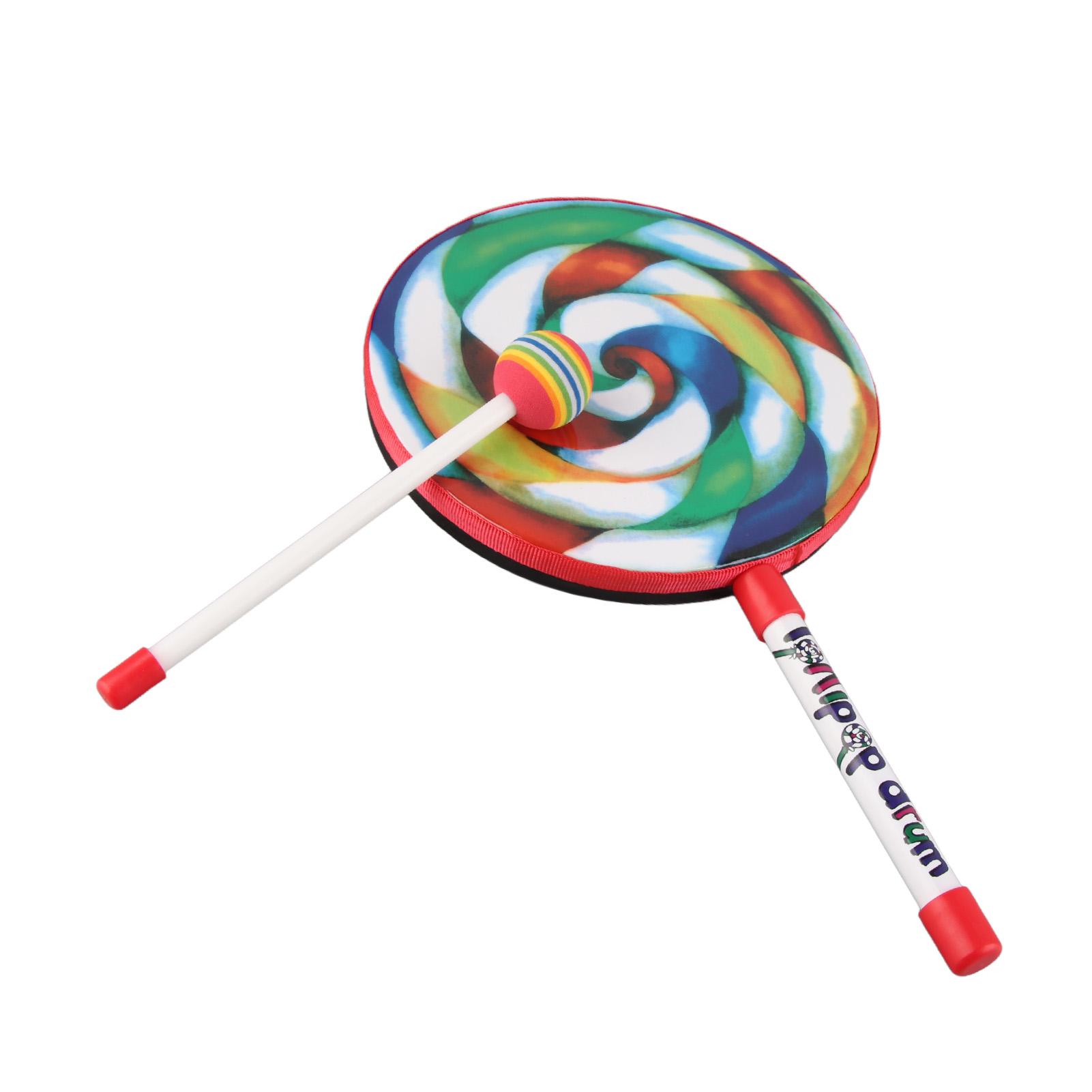 

Детский ручной барабан, разноцветный радужный ударный инструмент, музыкальный звуковой образовательный инструмент 8 дюймов