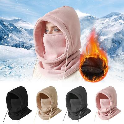 New Polar Fleece Winter Hat Warmer Windproof Balaclava Hat Thickened with Drawstring Ski Mask Caps Outdoor