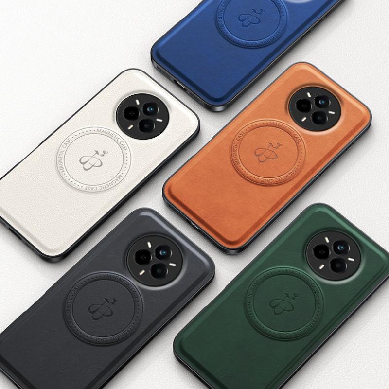 Wireless Charging Magnetic Case for Realme 14 Pro 5G 14 Pro+ Plus Protective Cover PU Leather Hard Back Shell Coque