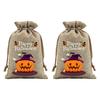 Handmade Style Party Bags 2Pcs Halloween Pumpkin Drawstring for Candy Treats, Retro Burlap Festival Totes Trick or Treat Bags, Portable Goodie