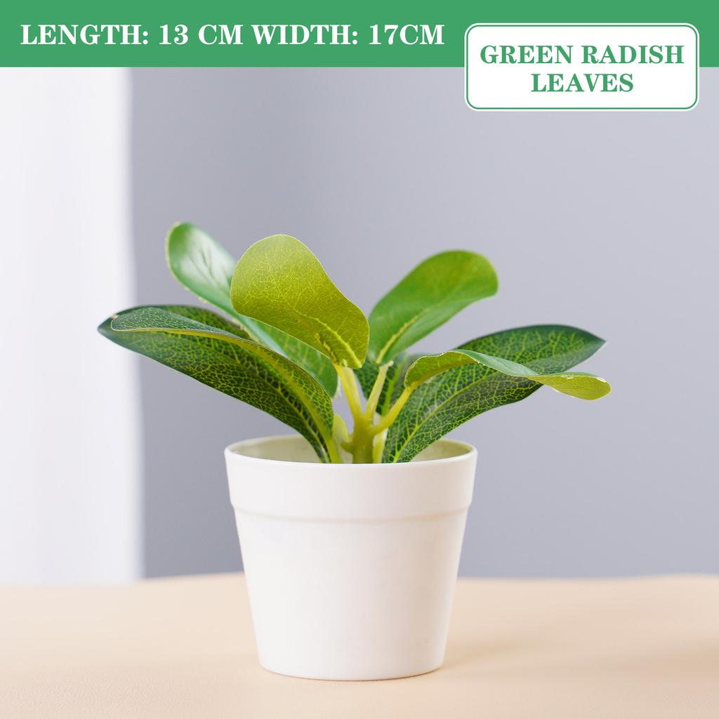 Artificial Potted Plants Small Simulated Green Plants for Home Decor, Office Desk, Indoor Landscape, Creative Fake Leaf Decor