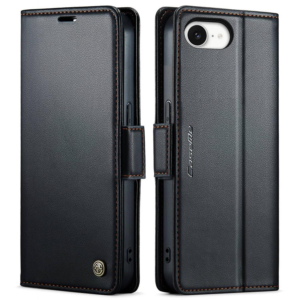 For iPhone 17e/16e Case With Card Holder, Wallet Case with RFID Blocking, Durable Leather Kickstand Magnetic Clasp Shockproof