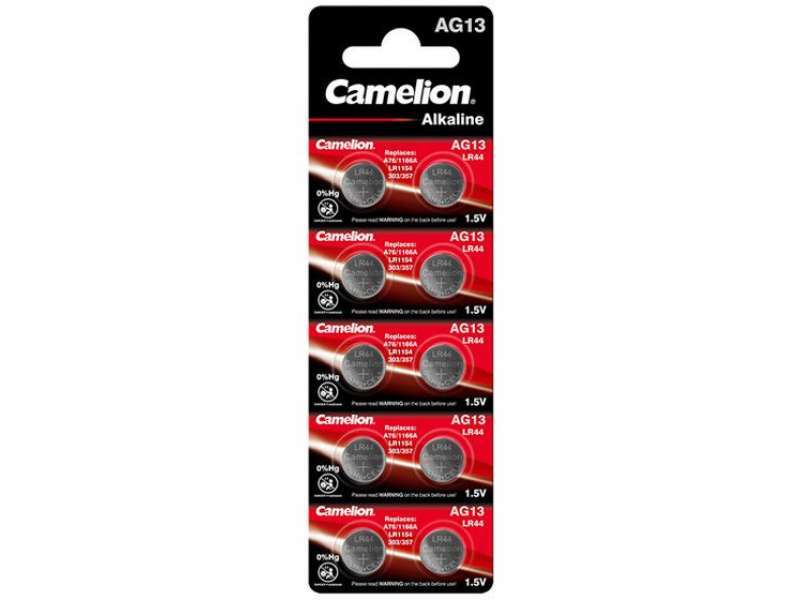 Camelion Blister 10 Button Cells AG13 LR44 / LR1154 / 357 Without Mercury