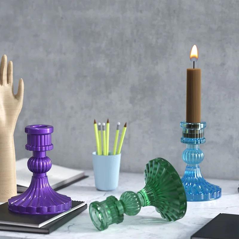 Kreative DIY Kerzenständerform Modische Handgefertigte Silikonform Retro Kristall Transparent Kerzenständer Heimdekoration Geschenk