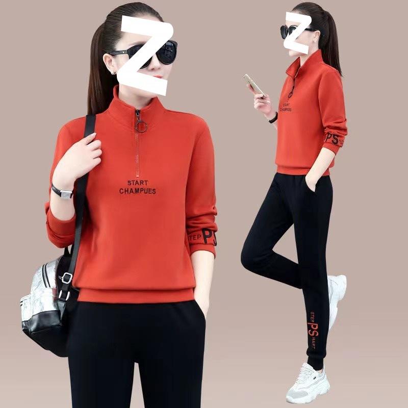 Trendy Two-piece Loose-fitting Crew-neck Hoodie Casual Set Sporty Casual Suit for Ladies Spring/autumn