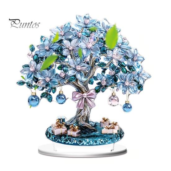 Acrylic Holiday Ornaments for Home Decor 2D Christmas Tree Figurine, Dreamy Floral Candy House Tabletop Showcase Ornaments, Centerpiece Office