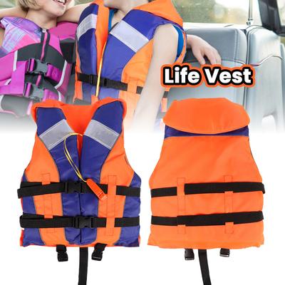 Wear-resistant Life Vest Reflective Strip Life Jacket Vest 210D Polyester with Whistle for Fishing Drifting Swimming