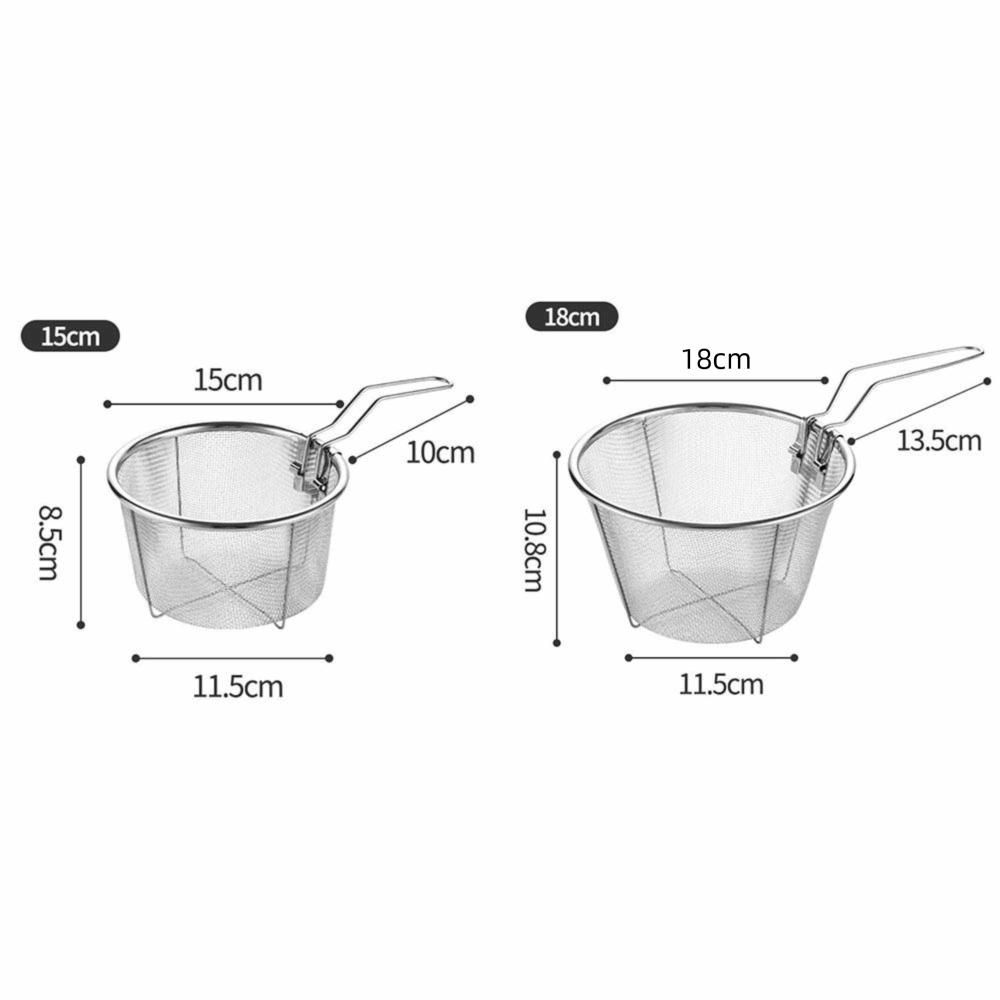 Multifunctional Deep Fry Basket Folding Wire Mesh Colander Durable Hot Filter Pasta Spoon