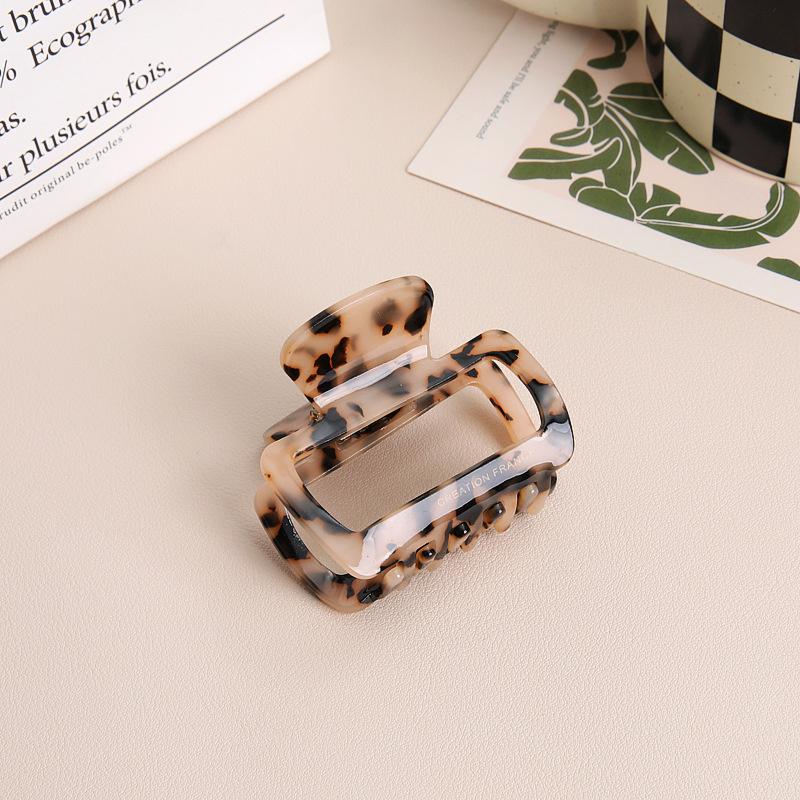 New Acetate Square Hollow Out Big Claw Clips For Women Solid Color Leopard Pattern Shark Clip Female Hair Accessories
