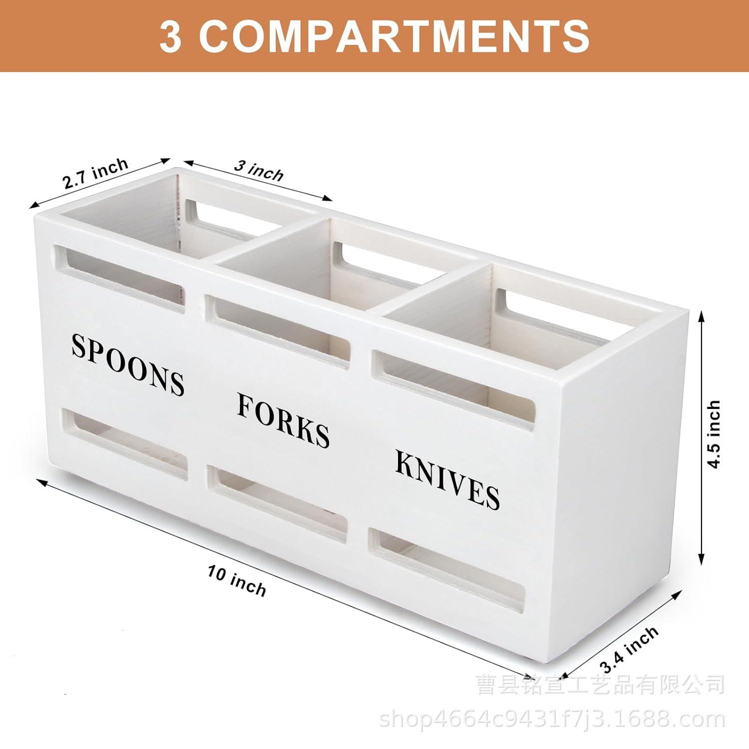 

Прочная железная ручка с классическим деревянным держателем для кухонных принадлежностей: ложки, вилки, ножи - подходит для использования дома и в ресторане белый