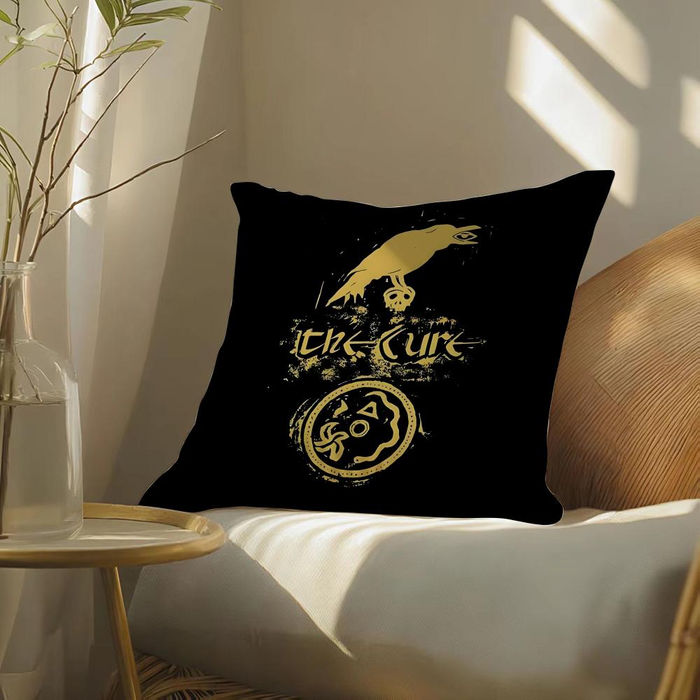 Vintage The C-Cure Rock Band Cushion Cover Soft Short Plush Pillow Cover Smooth Cozy Texture Aesthetic Cushion Case Home Decor