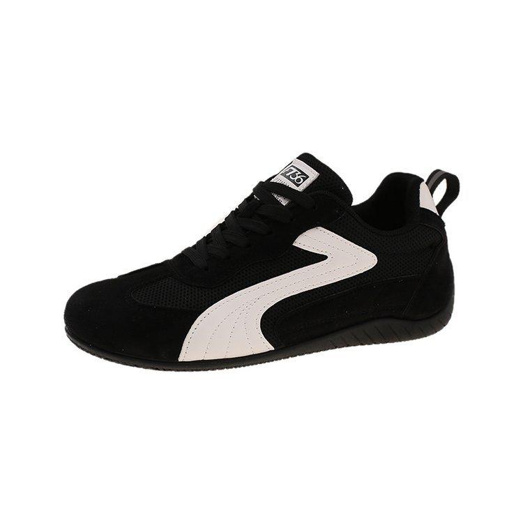 Leather Soft-soled Racing Shoes/white and Red German Training Shoes for Women 2025 Summer Thick-soled Versatile New Mesh Board Shoes for Women