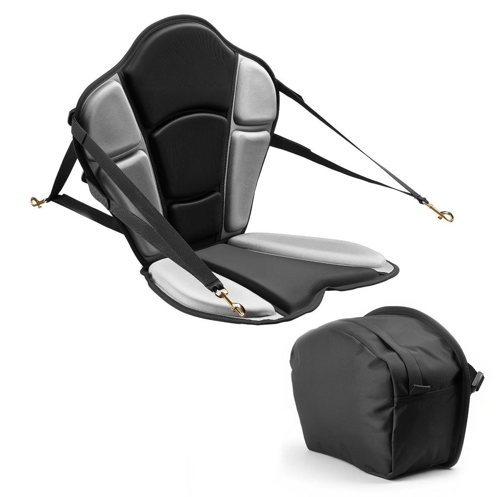 Kayak Seat, 1 Pack 31 mm Thick, Universal Paddle Board Seat with Back Support, Sit-on-Top Soft Padded Cushion with Storage Bag & Adjustable Straps for