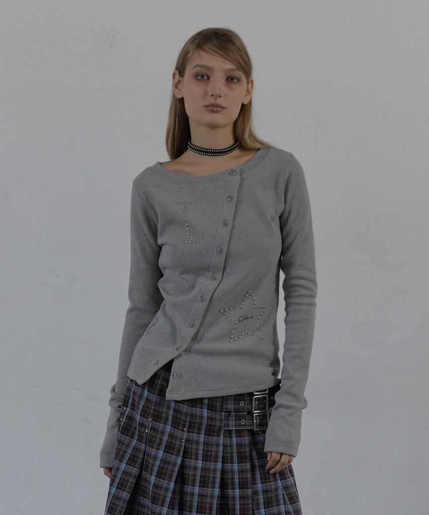 SETUP-EXE Star Button Top / Melange Gray