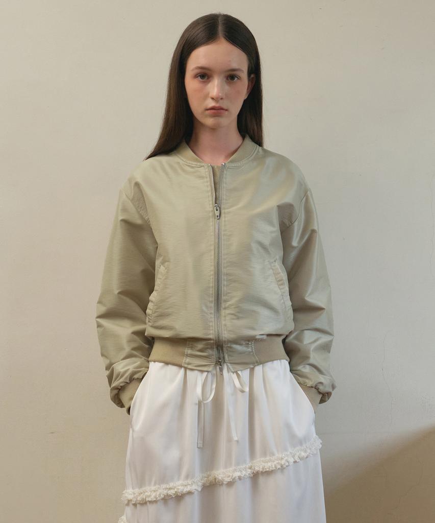 Ournostalgia Glossy Blouson Jacket_Beige(O25-Ot04)