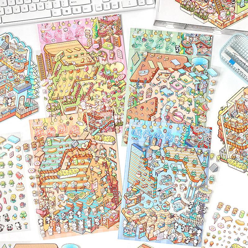 Large 3D Diorama Stickers, Cross-Border Miniature Scene Decals, Pop-Up Scrapbooking Supplies