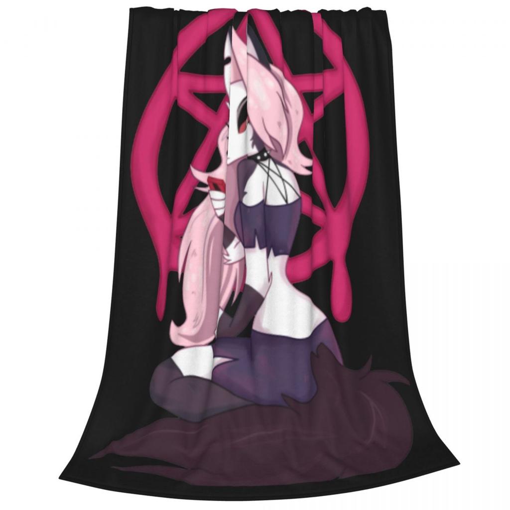Shy Loona Flannel Throw Blankets Helluva Anime Blanket for Home Bedroom Soft Bedspread