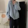 V-Neck Women's Oversize Cardigan Korean Fashion Long Sleeve Sweater Jacket Women Solid Single Breasted Chic Cardigans