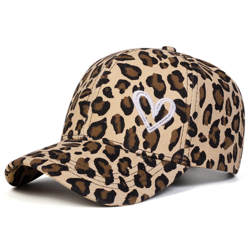 Baseball Print Leopard Stitching Embroidered Love Neutral Gender Women Men For Caps Spring Autumn Outdoor Adjustable Casual Hats Sunscreen Hat