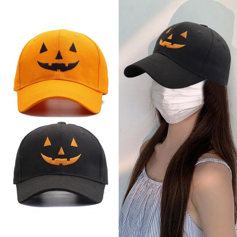 Embroidery Pumpkin Faced Baseball Hat for Family Outdoor Street Wear Dance Caps Festival Celebrate Hat Costume Accessory