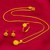 Hollow Ring Earrings & Necklace Set - Southeast Asian Jewelry with TK Round Pendant