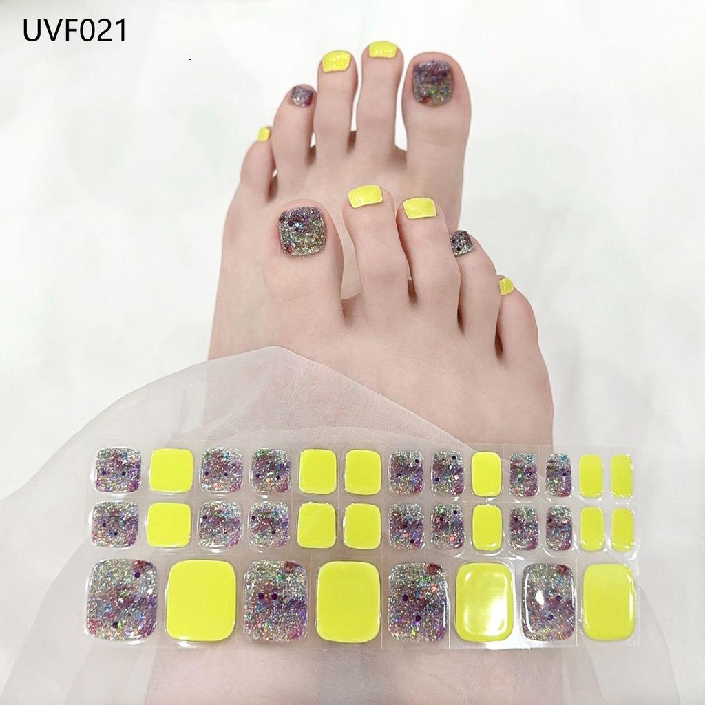 Gel Toe Nail Art Stickers - Semi-Cured UV Lamp Foot Nail Polish Stickers