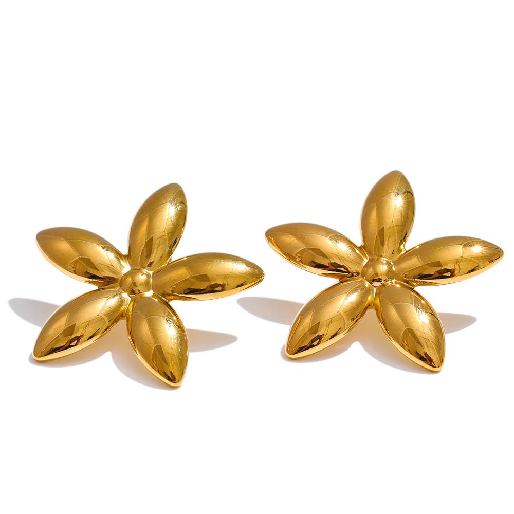 Eetit Trending Stainless Steel Metal Flower Stud Earrings for Women Prevent Allergy Metal Daily Summer Jewelry Accessories