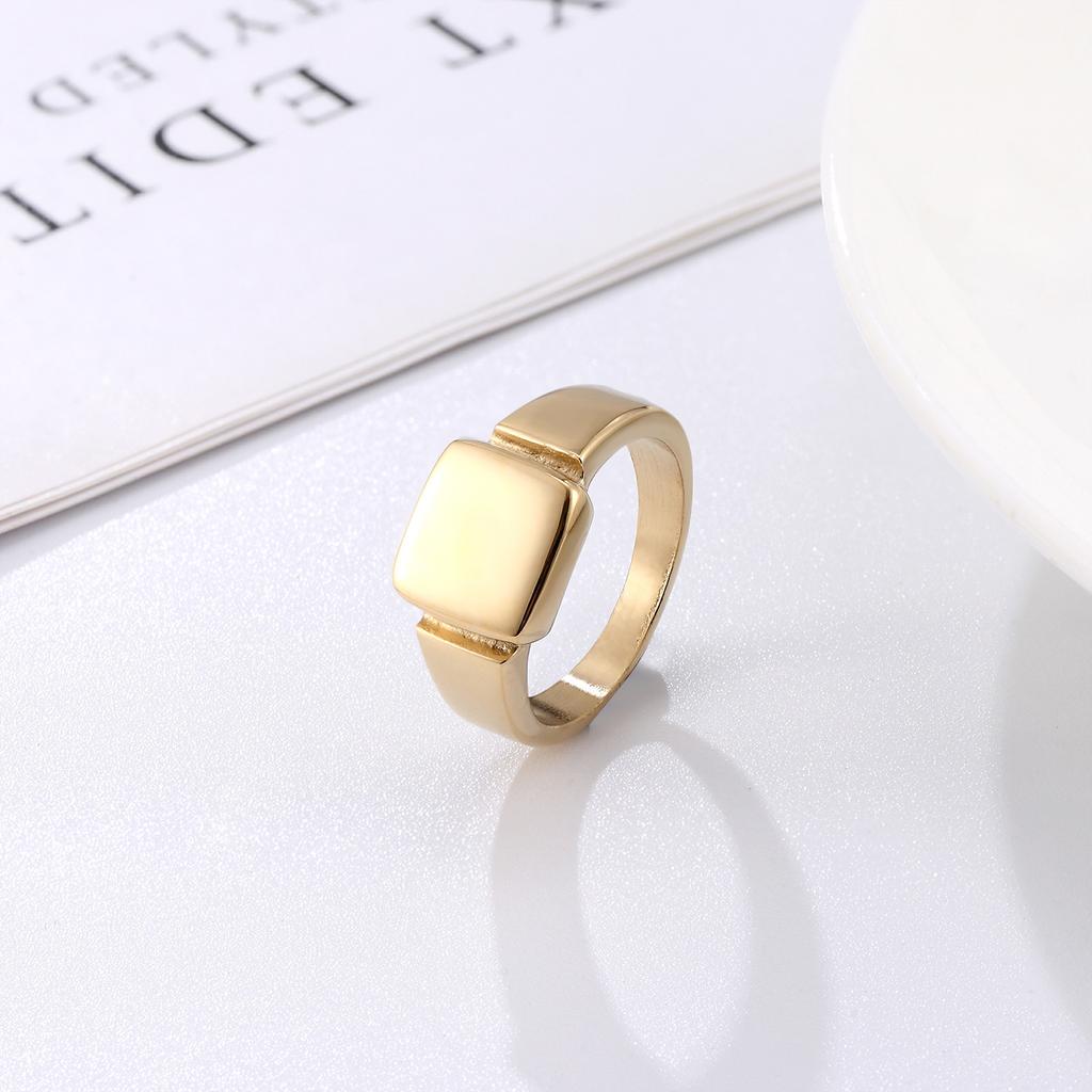 Titanium Steel Ring Style Simple Diamond Design French Elegance Versatile Personality Streamlined Index Finger